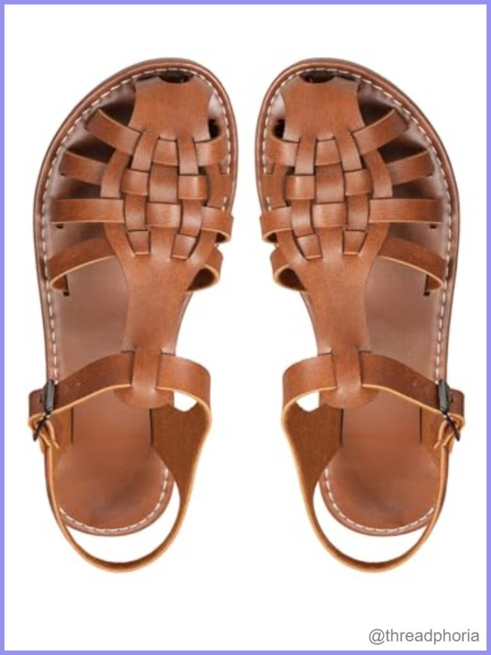 Faux Leather Closed Toe Huaraches Flats